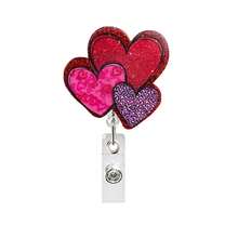 1pc Pink Heart Medical Badge, Valentine's Day Themed Design, Retractable Rotating ID Badge Holder, Romantic & Practical Accessory For Workplace