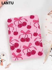 1pc Pink Cherry Blossom Retro Pattern Tablet Protective Case, Compatible With Apple IPad 10.2", IPad Pro 11" 2020/2021, IPad (A16) 11" 11th Gen 2025, IPad 9th/10th Gen, IPad Air 4th 10.9", Galaxy Tab S6 Lite 10.4", /, Anti-Drop, With Pencil Slot, Sleep/Wake Support, A Romantic Gift For Tablet Users - Multicolor - View 4