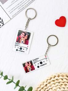 Custom Acrylic Music Player Keychain, Personalized Photo And Text Keychain, Custom Couple Keychain, Stainless Engraved Keychain, Anniversary Gift - Multicolor 2 (Musical Style) - View 8