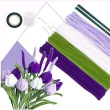 100/400pcs Handmade Tulip Twist Tie Bouquet Craft Supplies DIY Floral Making Kit - Multicolor - View 9