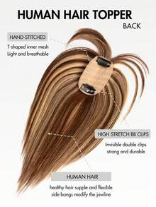 Women's Real Human Hair Bangs Wig, Elegant Straight Hair, Gold Clip-In Hair Extensions, Seamless Wig, 360° 3D Upgraded, Middle Part Silk Base, High-Quality Real Human Hair Wig, Comfortable And Breathable, Suitable For Parties, Daily Wear, Halloween Costumes - Nhiều màu - Xem 5