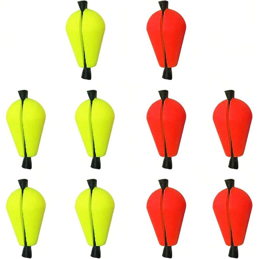 New- 10pcs Float Foam Water Drop Strike Indicators Teardrop Floating Bobber Indicators Fly Fishing Accessory (5 X Fluorescent Yellow + 5 X Red) - Image Color - View 1