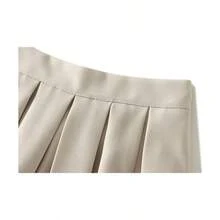 Falda larga plisada casual para mujer, cintura alta, espalda elstica, falda acampanada, acampanada, Beige, Talla nica - inicial - Ver 2