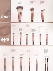 41件套化妆刷套装，包含眼影刷、眉刷、粉底刷、散粉刷、腮红刷、遮瑕刷和高光刷，采用超柔软优质合成毛制成，适合日常面部彩妆，可作为赠品，专业化妆刷套装，完整化妆套装 - 酒紅色 - 查看 3