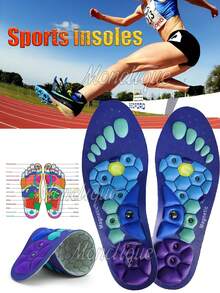 磁疗穴位按摩鞋垫，足弓支撑鞋垫，抗疲劳鞋垫，穴位按摩鞋垫，磁性穴位按摩鞋垫，男女通用，透气，吸湿排汗，蓝色、黑色、红色，尺码36-47，适用于所有鞋型，可裁剪，适合各种鞋型 - 紫色 - 查看 1