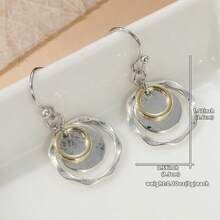 1 Pair Handmade Classic Minimalist Copper Women Earrings, Bohemian Style Simple Earrings, Dual-Tone Earrings, Suitable For Various Occasions - Two-color - View 2