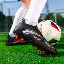 1 Pair Football/Soccer Cleats, Durable Non-Slip Shoes For School, Match, Training, Unisex Adult - Black - View 3