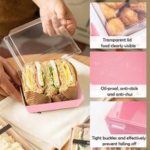 50 Pack Charcuterie Boxes With Clear Lids, 4 Inches Pink Dessert Boxes To Go Disposable Mini Charcuterie Boxes For Cookie, Sandwich, Strawberry, Cupcake, Macaron, Cake Slice - 粉色 - 查看 5