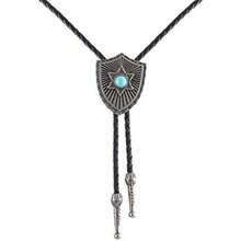 Western Black Bolo Tie For Men And Women, Leather Bolo Tie String(Shield Stars Silver) - Nhiều màu - Xem 2