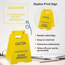 1 Pc Caution Overstimulated Desk Sign - Funny Office Desk Warning Signs For Colleagues, Employees, And Bosses, Durable And Lightweight Workspace Warning Signs And Office Decorations - Multicolor - View 7
