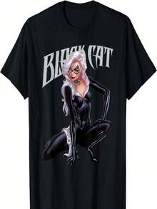 Marvels Spider-Mans Black Cat Felicia Hardy T-Shirt - 黑色 - 查看 1