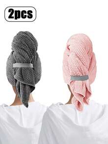 4pcs/2pcs/1pc Ultra Soft Microfiber Towel - Quick Dry, Super Absorbent,300Gsm Highly Absorbent Soft Hair Drying Cap,Coral Fleece Quick Dry Hair Wrap Towel,With Elastic Band Shower Towels For Women And Girls, Gentle On Curly Or Damaged Hair,Anti-Frizz Hair Turban Wet Hair,Solid Color Bath Accessories