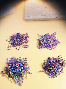 10/20/50pcs Acrylic Horseshoe Nose Septum Rings, Round Barbell Lip Studs, Eyebrow Cartilage Earrings, Assorted Colors & Patterns - Piercing Jewelry - View 9