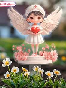 1 Stück 2D flache Acryl Krankenschwester Engel kreative Heim- und Gartendekoration, Weihnachts-Acryl-Garten - Acryl-Außendekoration Acryl-Hausposter, unisex modischer Ostern Willkommensschild für Zuhause, Kaffee-Bar Acryl-Poster, Neujahr Acryl-Garten, Blumentopf Kunst Rasendekoration, Original Künstler Illustration Kollektion, Einweihungsgeschenk, Neujahrgeschenk - Verschiedenfarbig - Übersicht 5