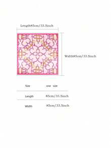 1pc Women's 85x85cm Silk-Like Chain Geometric Print Square Scarf, Versatile Bandana Headwrap Hair Band Head Accessory, Ideal For Daily Look & Outfit Styling, Fashion All-Match Scarf - Pink - View 4