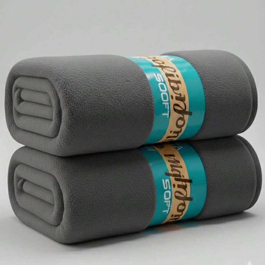 Microfiber Blanket, Double Size, Hypoallergenic, Printed And Plain, Warm - 淺灰色 - 查看 1