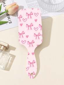 1 件装蝴蝶结梳粉色豹纹水果樱桃梳可爱卡通迷你气垫按摩梳发刷，家用，美发造型工具发饰 - 蝴蝶結愛心-粉紅色 - 查看 17