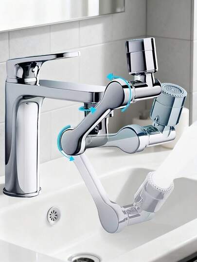 1440° Rotating Mechanical Arm Faucet Extender, Stainless Steel Mechanical Arm Faucet Extension Sprayer With 1440° Rotation, Splash-Proof Design And Adapter Head, Plastic And Stainless Steel Structure, Compatible With Kitchen Sink, Adjustable Spray Head, Efficient Cleaning, Suitable For Extending Faucets In Bathroom Sinks, Kitchen Sinks, Home Bathrooms And Outdoor RV Sinks, Practical Tool For Convenient Washing, Ideal Gift And Home Renovation