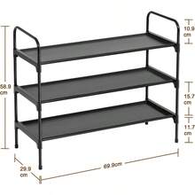 New Shoe Rack 3 Tier Non-Woven Fabric Portable Shoe Shelf Space Saving Shoe Organizer For Closet Up To 12-16 Pairs Shoe Storage For Entryway Bedroom Black HSRF03BK - 3Tier - View 4