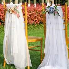 1/2pcs Elegant Wedding Chair Back Decor Sash, Made Of Chiffon Fabric, Polyester Blend Material, Suitable For Wedding, Engagement, Valentine's Day, Anniversary, Bachelorette Party, Etc. - Heart-Themed Universal Chair Decor, Suitable For All Seasons