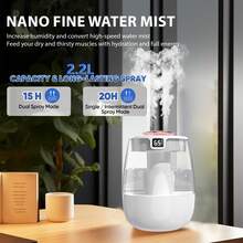 2.2升卧室加湿器,家用电动香薰机,精油香薰雾化加湿器,USB供电,顶部加水,适用于大房间,数字显示,夜灯,3种雾量模式,自动关机,静音运行,兼容精油和香氛。超大容量冷雾加湿器,适用于卧室、客厅、办公室装饰、植物、室内使用,易于清洁和加水,是送给家人和女性的绝佳圣诞礼物。 - 彩色 - 查看 7