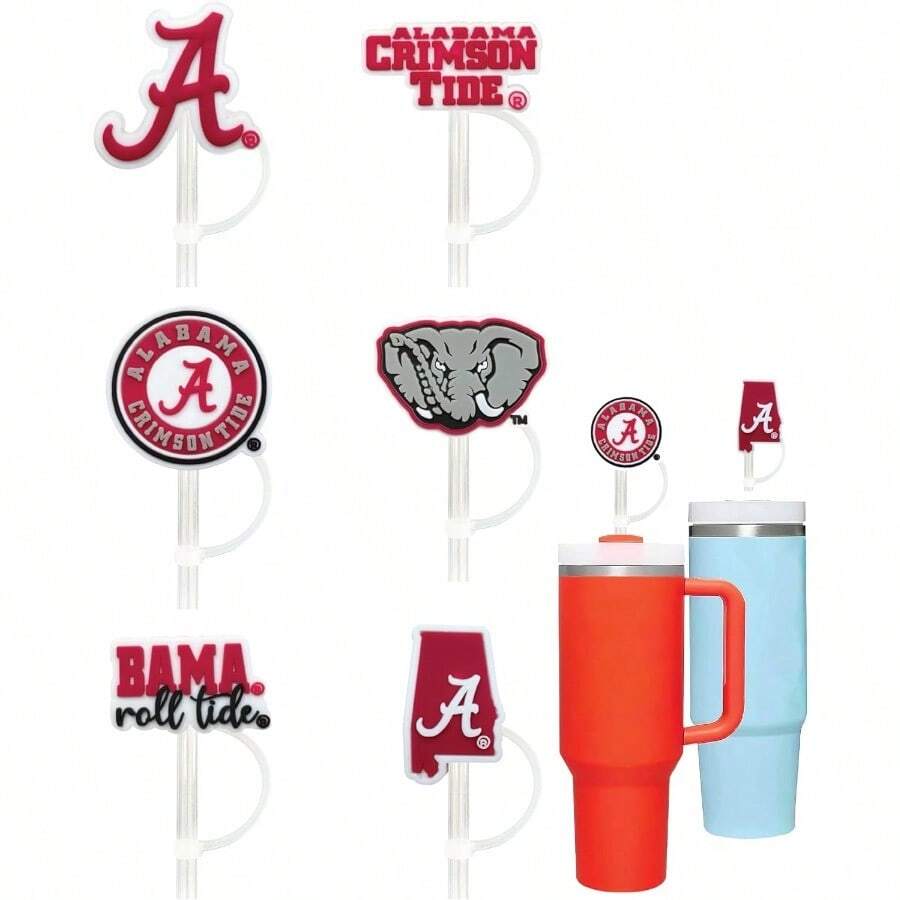 SLAW6 Alabama Crimson Tide Straw Covers 10 Millimeter Alabama Crimson Tide Gift For Men And Women Football Fans Fits Large Stanley Simple Modern 40oz Water Bottles (10 Mm Straw) (Alabama Crimson Tide) - AlabamaCrimsonTide - View 1