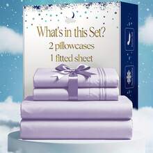 1/ 2/ 3pcs Luxury Hotel-Grade Fitted Sheet Set - 2000TC Ultra Soft & Breathable Microfiber With 14" Deep Pocket, Shrinkage & Fade Resistant, Elegant Deep Pocket For Mattresses, All-Season Easy Care Bedding Gift, Daily Use, Dorms, Guest Rooms. - 紫色 - 查看 4