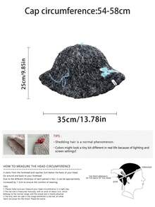 Minimalist Knitted Bucket Hat With Elegant White Bow, Women's Warm Ear Protection Large Head Circumference Knitted Hat, Sweet Cute Handmade Crochet Knitted Hat, Versatile Knitted Hat With Ear Protection, Bucket Hat