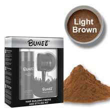 BUNEE 增发纤维粉套装 - 瞬间增厚发丝，3 件套：增发纤维粉、精准喷雾器、造型梳 - 增发纤维粉礼盒装，男士美发造型套装，增发纤维