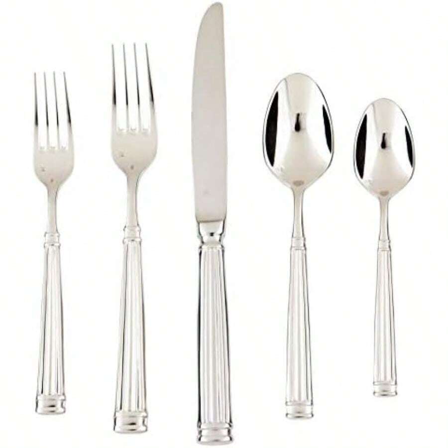 FORTESSA 18/10 cubiertos de acero inoxidable, 5 piezas con cuchillo de mesa, tenedores y cucharas (servicio para 1), apto para lavaplatos, pulido(Doria Doria) - Multicolor - Ver 1