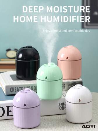 AOYI 三合一迷你加湿器，带七彩灯和USB线，静音桌面/车载加湿器，家用