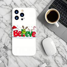 1PC Phone Case ,  Believe Christmas Reindeer Santa Hat , Stylish Phone Case, Phone Decoration, All-around Lens Protection, Creative Small Gift, Funny Gift for Boys and Girls - Negro - Ver 6