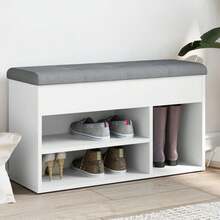 vidaXL Ławka na buty biała 82x32x45,5 cm Drewno konstrukcyjne - Brązowy - Zobacz 1