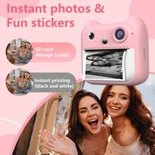 1080P Instant Print Camera, Christmas Or Birthday Gift Choice. Instant Print Camera With Photo Paper Included, Suitable For 6-12 Years Old Boys And Girls Camera Toy - Pink/Blue - Multicolor - View 4