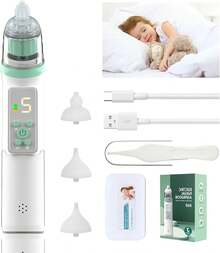 Limpiador  Eléctrico, Extractor de Mocos para con carga USB, Succionador de mocos con 3 cabezales de silicona y espalda, 5 niveles de succión ajustable - Regular - Ver 3