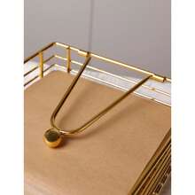 Iron Vertical Square Napkin Holder, Tissue Paper Rack, Tissue Storage Organizer, Napkin Holder For Table, Flat Napkin Dispenser With Weighted Arm, Square Cocktail Paper Holder Of Elegant Rustic Iron For Kitchen Dining Room Decor Restaurant Farmhouse Hotel Party, Gold - Gold - View 7