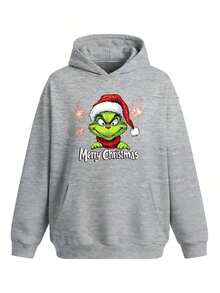 Sudadera con capucha para mujeres, impresa con erry Christas Sparke, tejido de punto cómodo, gorro con diseño de cordón, adecuada para Halloween y sudaderas de Navidad, odes de mujeres, se puede usar en casa, odes de otoño e invierno, lavable a máquina. - Gris Claro - Ver 1