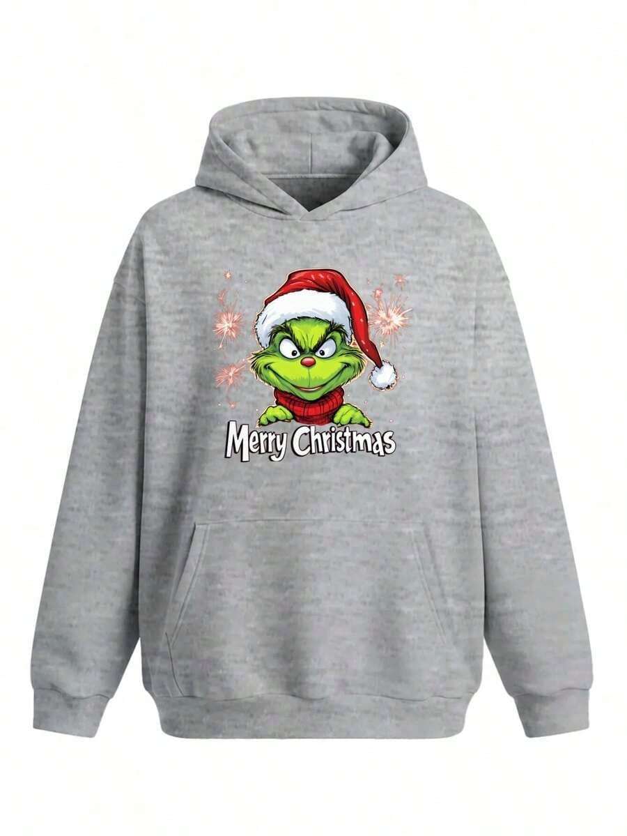 Sudadera con capucha para mujeres, impresa con erry Christas Sparke, tejido de punto cómodo, gorro con diseño de cordón, adecuada para Halloween y sudaderas de Navidad, odes de mujeres, se puede usar en casa, odes de otoño e invierno, lavable a máquina. - Gris Claro - Ver 1