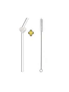 1pc/2pcs Pearl White Curved Glass Straw, Heart-Shaped Design, Elegant Reusable, Suitable For Iced Coffee/Bubble Tea/Juice, Fashionable Gift For Her/Him/Friends - Transparent - View 7