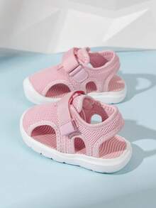 New Kids' Summer Breathable Soft Bottom Hook And Loop Closed Toe Sandals - Pink - View 4