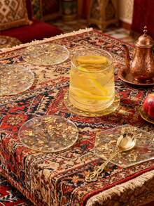 6/3/1个透明亚克力金箔杯垫，耐热杯垫，适用于家庭聚会、餐桌装饰，可用于各种场景，如房间、客厅、餐厅、咖啡馆、户外、家居装饰、房间装饰、节日和派对 - 金色 - 查看 4