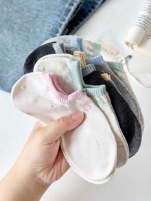 5双装女士可爱蝴蝶结简约船袜，隐形袜，圣诞礼物，四季皆宜，秋冬季 - 彩色 - 查看 8