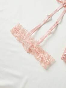 Satin Sexy Bow Simple Sexy Underwear,Lenceria Para Mujer,Lingerie For Women>Set,Lingerie Sets For Women ,Christmas Outfit Women,Sexy Lingerie,Lingerie Sexy,Christmas Outfit Women>Lingerie,Lingerie For Women Seductive Nasty Kinky - 粉色 - 查看 4