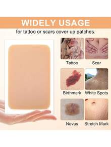 5pcs Tattoo Cover Sticker Waterproof, Sweat Resistant Cover Sticker Waterproof Tattoo Scar Birthmark, Ultra-Thin Invisible Skin Color Concealer Sticker - Coral Orange - View 4