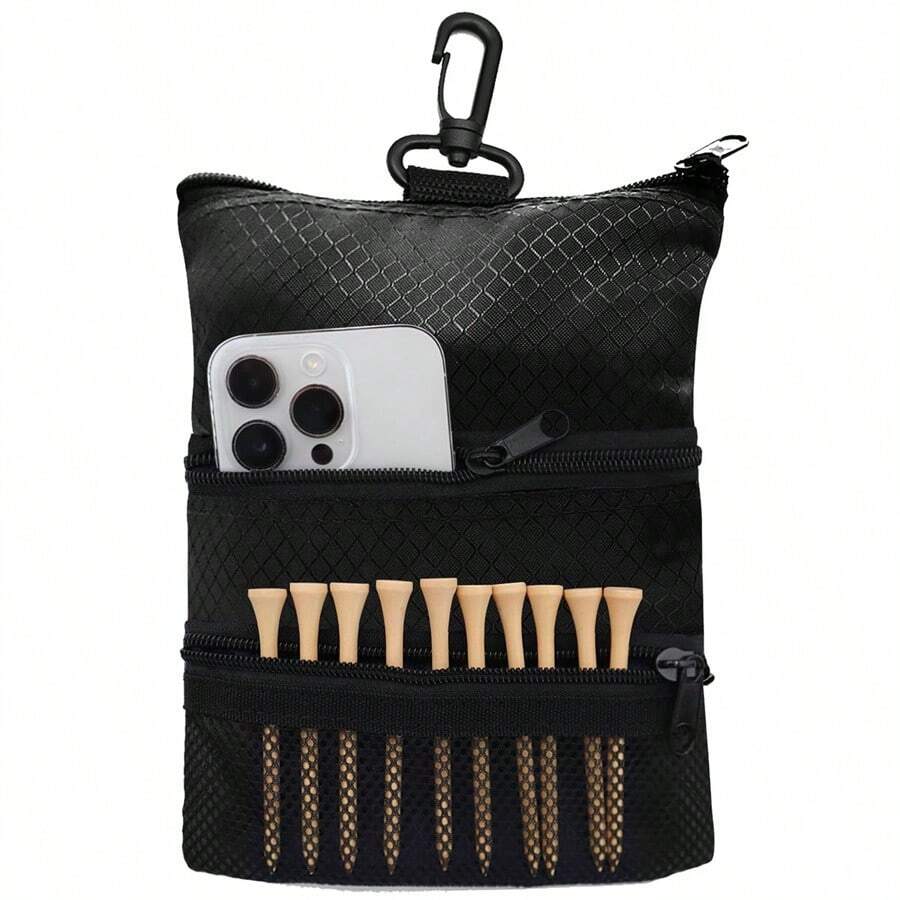 3-Layer Capacity Golf Ball Bag, Portable Zipper Waist Hanging Golf Spike Accessory Storage Bag, Outdoor Golf Spike Pouch - Multicolor - View 1