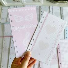システム手帳リフィル A6 サイズ90ページリフィル 120g厚紙可愛いリフィル オンプ 花柄 用紙 ピンク A6(96x171mm ) - ピンク - チェックする 2