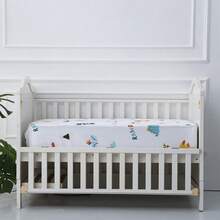 BEEWEED 1 套超柔软微纤维婴儿床单套装 - 适用于标准婴儿床和幼儿床垫，动物图案床垫保护套，1 包，尺寸 28*52*8 英寸/71*132*20 厘米 - 彩色 - 查看 3