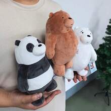 WE BARE BEARS 官方 24cm 立式毛絨玩具，灰色熊、熊貓、北極熊，柔軟毛絨動物，可愛卡通娃娃，兒童禮物，男孩 & 女孩生日聖誕派對裝飾毛絨娃娃系列 - 彩色 - 查看 5