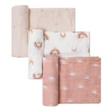 GLLQUEN BABY Receiving Blanket 3 Packs, Boy Cotton Muslin Swaddle Blankets Girl Newborn Squares Breathable & Soft Thin Baby Blankets Cloths Double Absorbent Infant Swaddling Wrap, For Mouth And Hands, Oeko-Tex Certificated