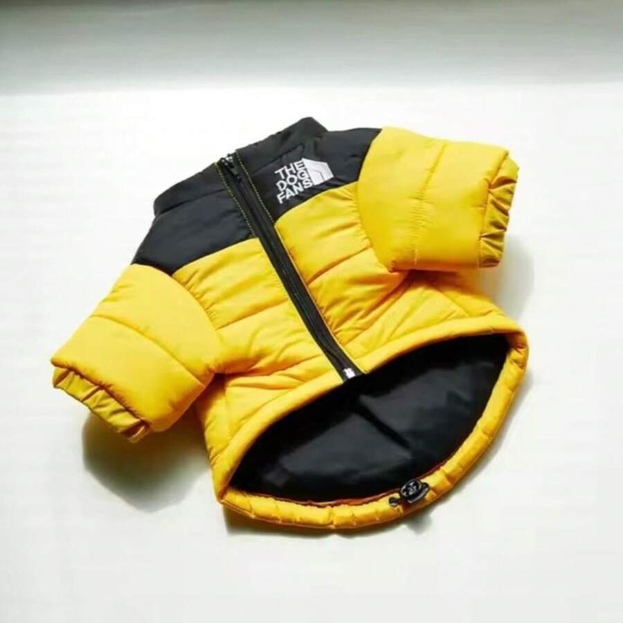 Chaqueta cálida de invierno para perros: poliéster cómodo, elegante y liviano para todas las estaciones, disponible en varios colores y tamaños para cachorros. - Amarillo - Ver 1